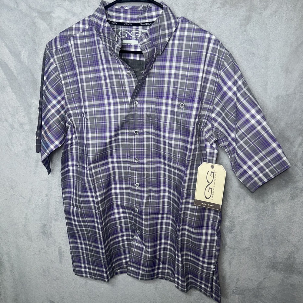 GameGuard Shirt Mens M Purple Vented Fishing Outdoor Button Down 1719 NWT